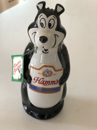 Vintage Hamms Beer Bartender Bear Seasons Greetings Decanter