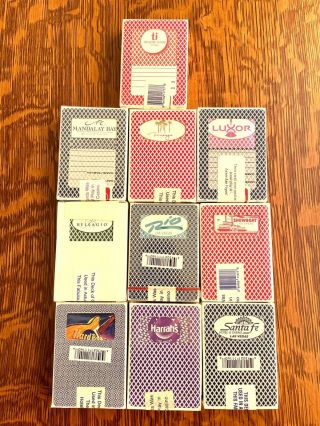 Las Vegas Casino 10 Decks Of Playing Cards.  Some Vintage.  On Tables &