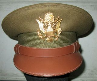 Us Army Officers Wool Dress Visor Cap With Eagle Size 7 - 3/8ths
