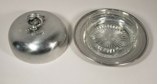 Vintage B.  W.  Buenilum Hammered Aluminum Covered Serving Plate Butter Cheese Dish