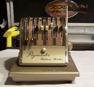 Vintage Paymaster Series 8000B Check Writer Stamping Machine Gold w/ Cover 3