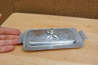 Rodney Kent Hand Wrought Aluminum Butter Dish Tray & Lid Tulip No Glass Vintage
