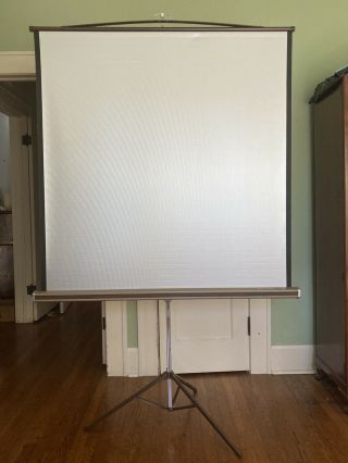 Vintage 50 " X 50 " Da - Lite Silver Pacer Tripod Slide And Movie Projection Screen