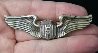 Wwii Us Army Air Force Usaaf Service Pilot 3 " Sterling Wing Pinback - Amcraft