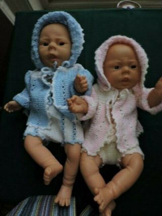 Vtg Dolls Realistic Newborn Baby Girl & Boy 17 - 18 " - Handmade Cloths