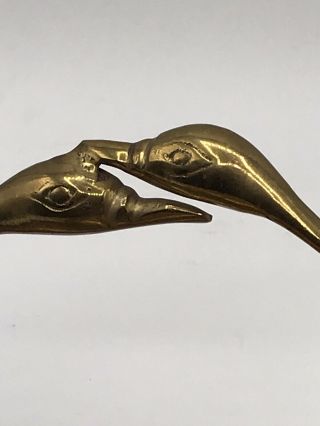 Vintage 1960’s Solid Brass Heavy Double Swan Handle Two Sides Trinket Key Nut 2