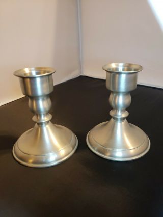 Vtg Weighted Leonard Pewter Candle Sticks Holder Made In Bolivia 4.  5in.