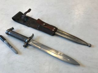 Swede Swedish Mauser Model 1896 M96 Bayonet & Scabbard With Leather Frog