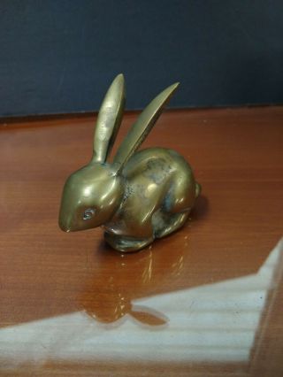 Mcm Vintage Solid Brass Rabbit Bunny Statue Korea