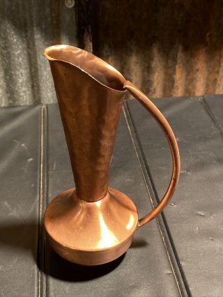 Gregorian Solid Copper Small Hammered Watering Can Pitcher Vase 7”