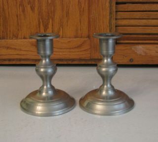 Woodbury Pewters Candle Holders Sticks Pair Pewter Eagle R H 5 " Tall