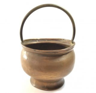 Small Antique Signed Copper Candy Maker Kettle Apple Butter Bowl Pot Cauldron