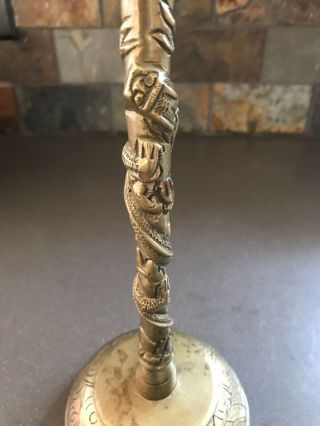 Vintage Serpent Dragon Snake Brass Candle Holder 10 " Height