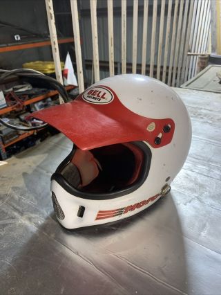 Vintage Bell Moto 4 Motocross Helmet Size 7 3/8 With Visor