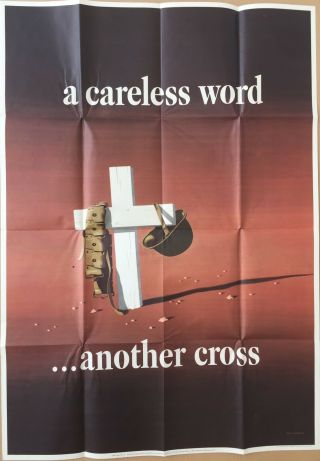 Wwii Poster: " A Careless Word.  Another Cross " John Atherton,  1943