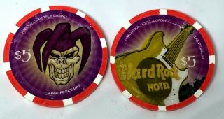 Hard Rock April Fools Day 2008 $5 Casino Chip - Mint/new