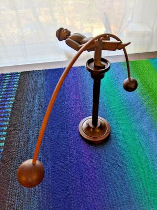 Vintage Wooden Folk Figure Balancing Man Kinetic Toy