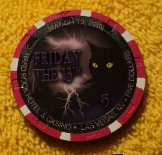 Hard Rock Las Vegas $5 Friday The 13th 2009 Casino Chip.  Auct 2211