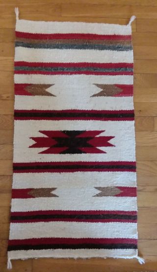 Vintage Native American Indian Hand Woven Rug 10 " X 20 ".