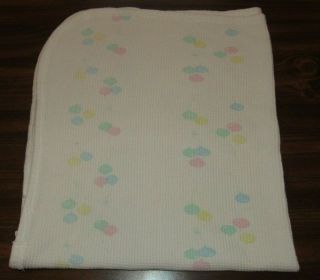 Vintage Hanes Baby Receiving Blanket Balloons Thermal Waffle Weave Cotton Usa