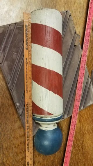Vintage Solid Wood Red & White Stripe Barber Shop Pole From Barber Shop.