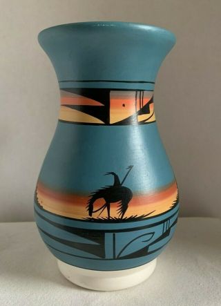 Vintage Native American Pottery/hand Painted/vase/signed L.  B.  Dini