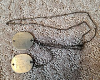 Ww2 Usnr Womens Navy Reserve Dog Tag Set With Early Hook Chain Type 1943