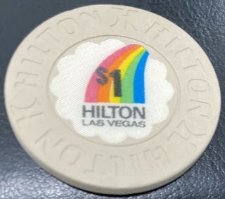 1992 Las Vegas Hilton $1 Casino Chip - Beige Color Variant - Nevada - House Mold