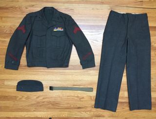 Ww2 / Usmc / Uniform Grouping / L.  A Crosnaw / Jacket / Trouser / Cap / Belt
