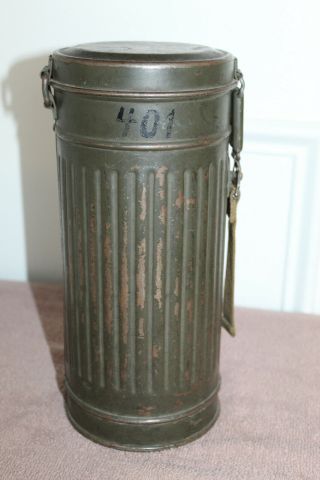 Ww2 German Army M30/38 Metal Gas Mask Canister Named,  Numbered & 1940 D