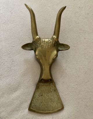 Vintage Solid Brass Boot Jack Puller Western Cowboy Boots Longhorn Bull Texas