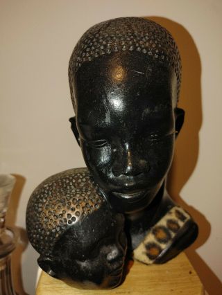 Vintage Carved Wood African Tribal Woman Art Statue Figure Figurine 9 " Tall