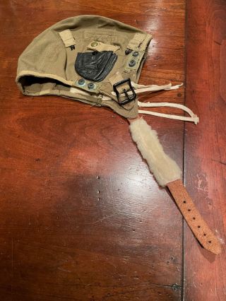 Wwii Air Force Type A - 9 Flight Helmet,  With Headphone Flaps,  Size Medium.