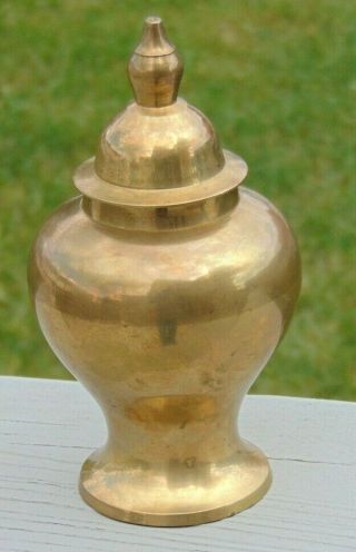 Small Vintage Brass Compote Vase Jar With Lid