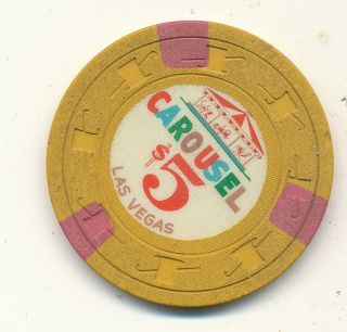 D4924 Las Vegas Nevada Casino Chip $5 Carousel Yellow