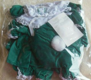 Vintage Cabbage Patch Kids Twin Girls Green Velvet Outfits