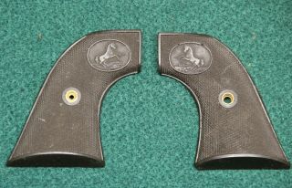 Vintage Colt Saa Revolver Pistol Grips Logo Black