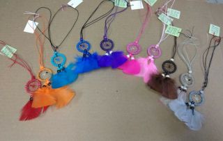 Set Of 10 Car Charms,  Dreamcatchers,  Hand Made In Mexico,  Necklace