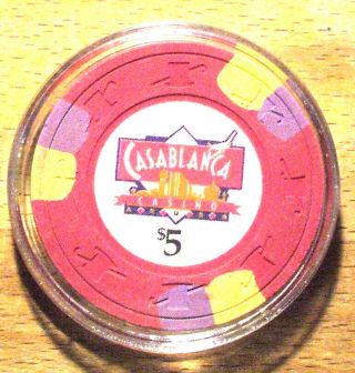 (1) $5.  Casablanca Casino Chip - Palm Beach - Aruba