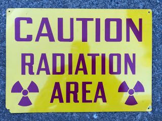 Vintage Caution Radiation Area Metal Sign 14x10