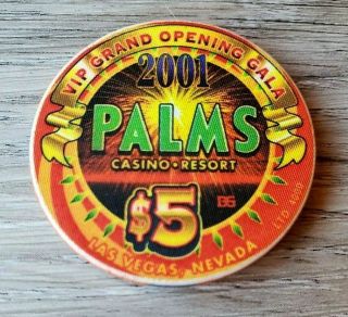 $5 Las Vegas Palms Vip Grand Opening Gala Casino Chip - Uncirculated