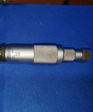 Vintage Starrett No.  445 Micrometer Depth Gauge w/ Rods in Wooden Case 2