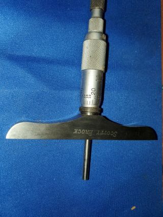 Vintage Starrett No.  445 Micrometer Depth Gauge w/ Rods in Wooden Case 3