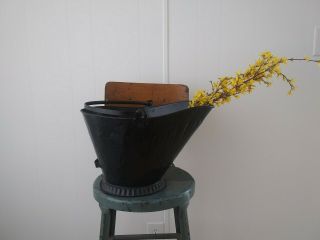 Vintage Black Coal Ash Scuttle Bucket Fireplace 17 " - Hearth Trug Planter