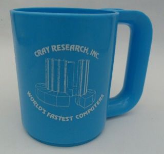 Vintage Cray Research Inc.  Coffee Mug Cup Blue Plastic World 
