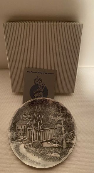 Wendell August Forge 5” Plate Covered Bridge Scene