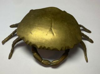 Vintage Crab Solid Brass Hinged Trinket Jewelry Box India 7.  5 " X 5.  5 "