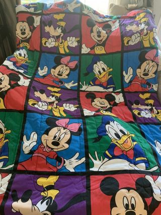 Vintage Disney Mickey Mouse Twin Comforter Donald Duck Goofy Minnie 87x64