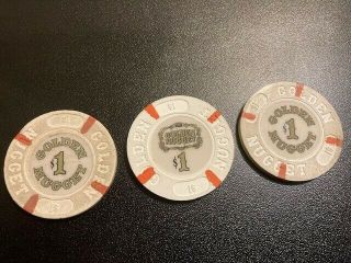 3 - Golden Nugget $1 Casino Chips Atlantic City,  Jersey
