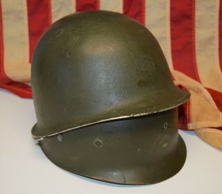 Wwii Us Army M1 Helmet W/ Liner Green Hardware Named Bedford Va Sgt Mckemy Ww2